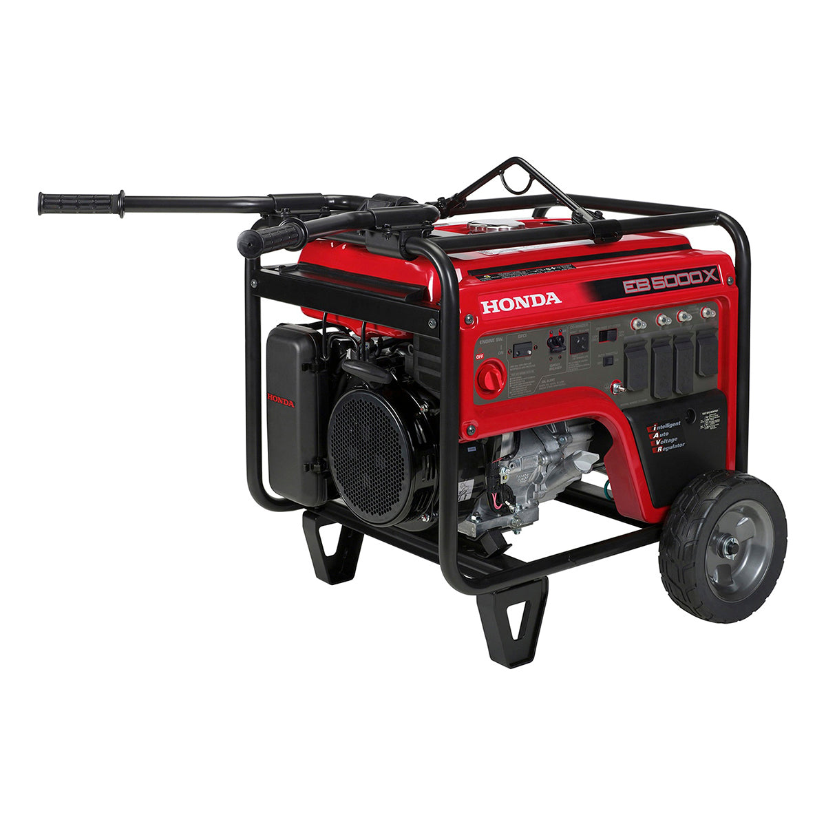 Honda EB5000 generator with folding handles raised for transport