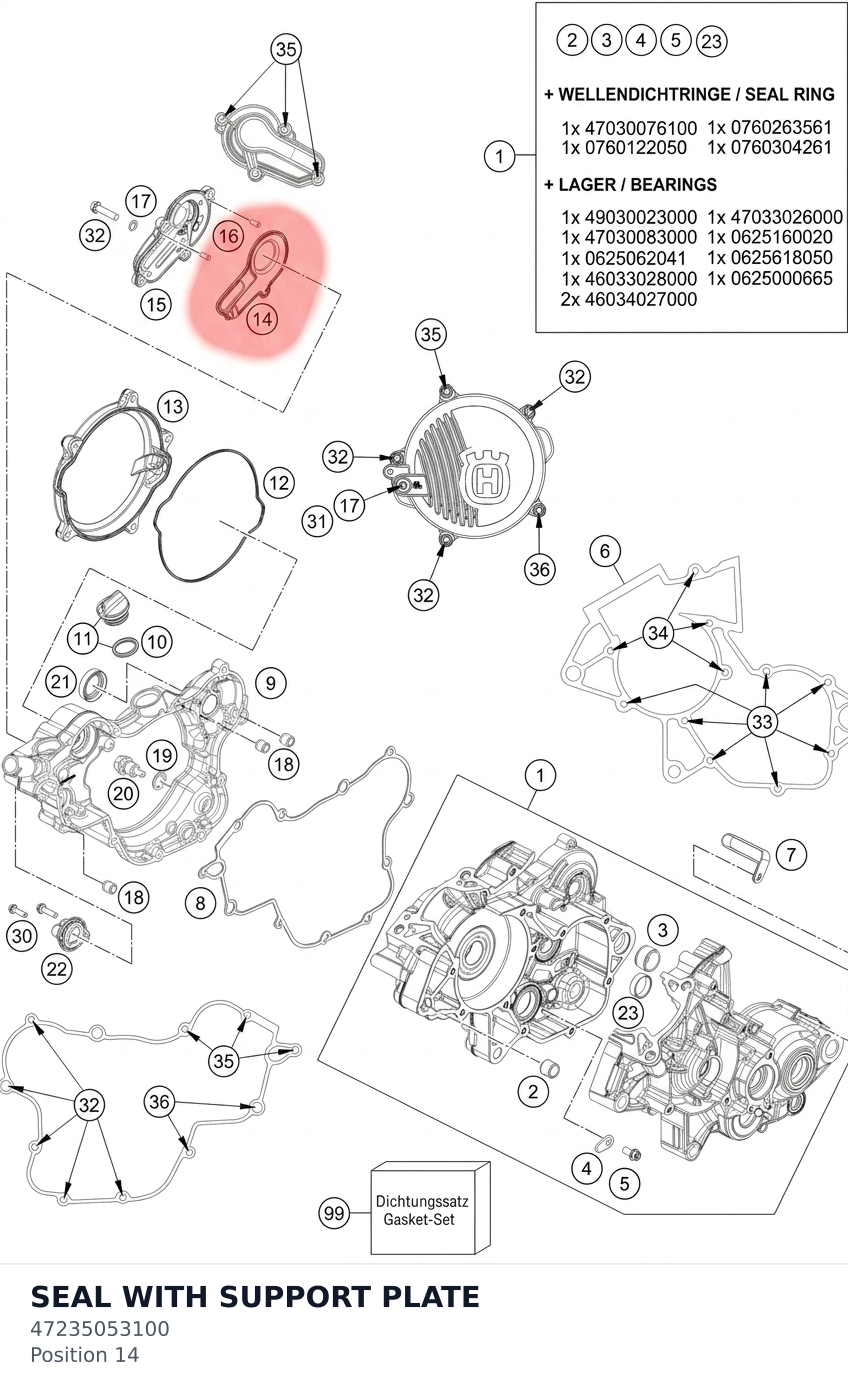Diagram preview: SEAL WITH SUPPORT PLATE (47235053100)