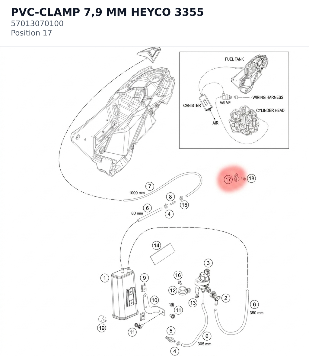 Diagram preview: PVC-CLAMP 7,9 MM HEYCO 3355 (57013070100)
