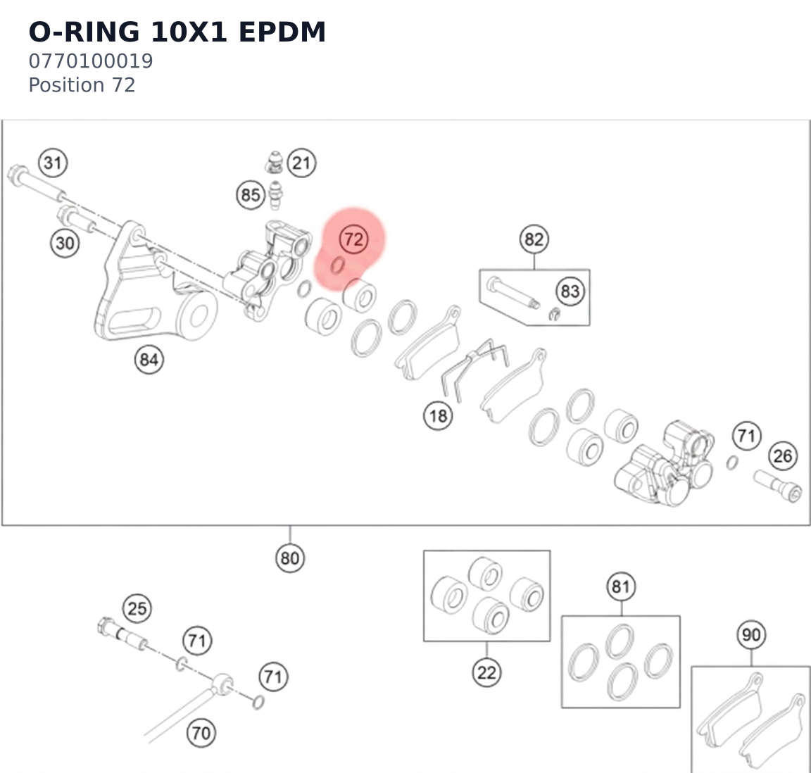 Diagram preview: O-RING 10X1 EPDM (0770100019)