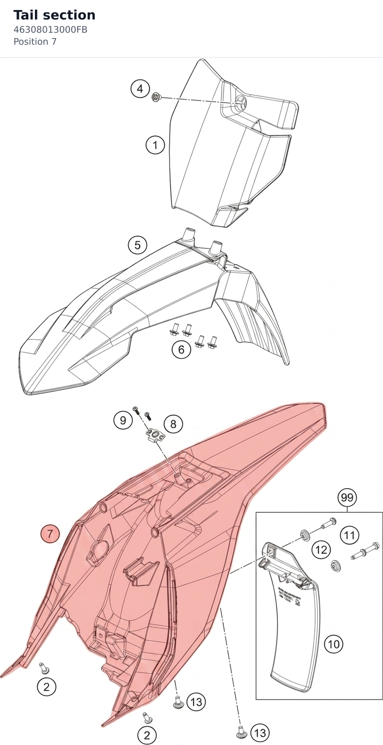 Diagram preview: Tail section (46308013000FB)
