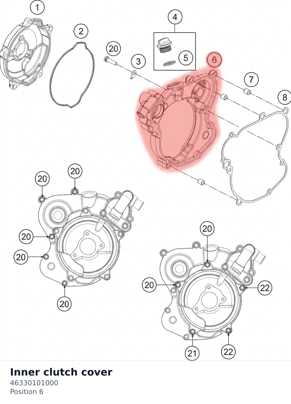 Diagram preview: Inner clutch cover (46330101000)