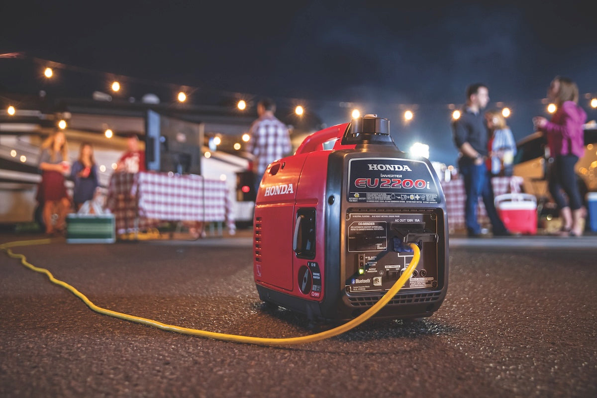 Honda EU2200i quiet generator powering a tailgate party