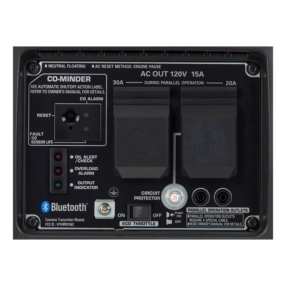 Honda EU2200i Companion control panel with 30A locking plug and 20A outlet