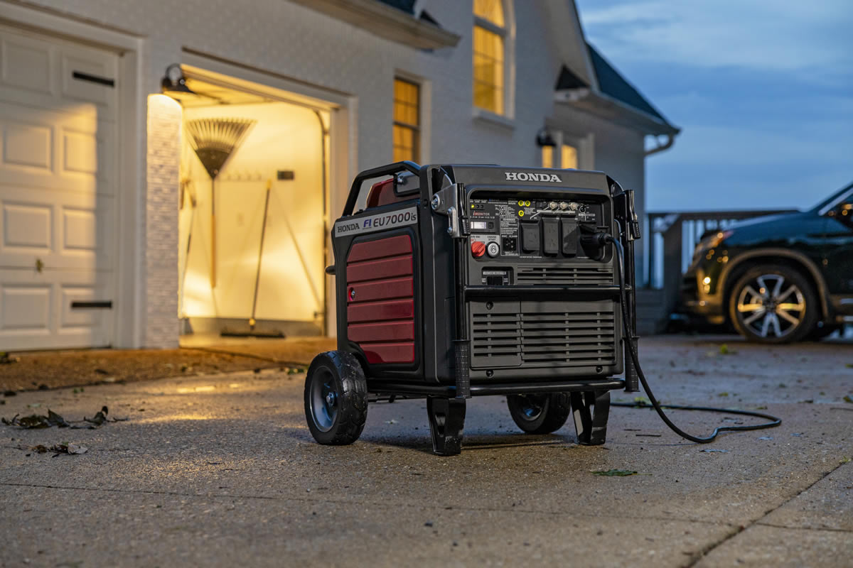 Honda EU7000iS quiet inverter generator powering an outdoor event
