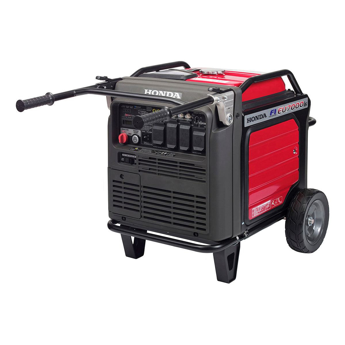 Honda EU7000iS generator with handles raised for transport