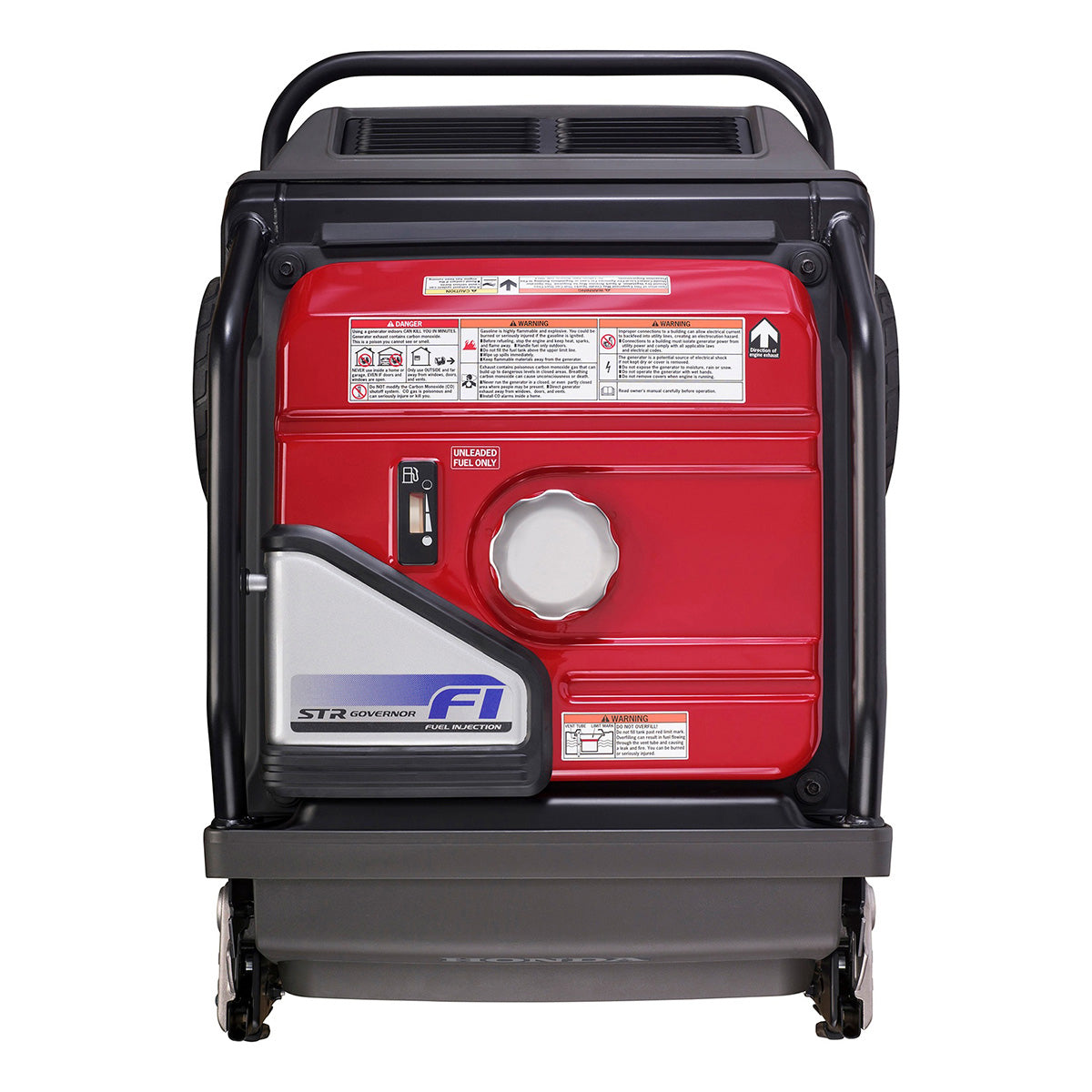 Top view of the Honda EU7000iS generator with folding handles