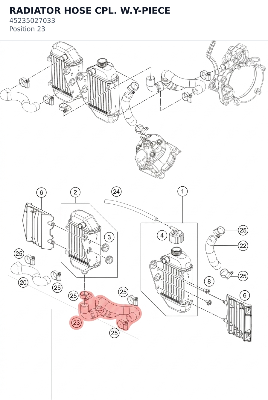 Diagram preview: RADIATOR HOSE CPL. W.Y-PIECE (45235027033)
