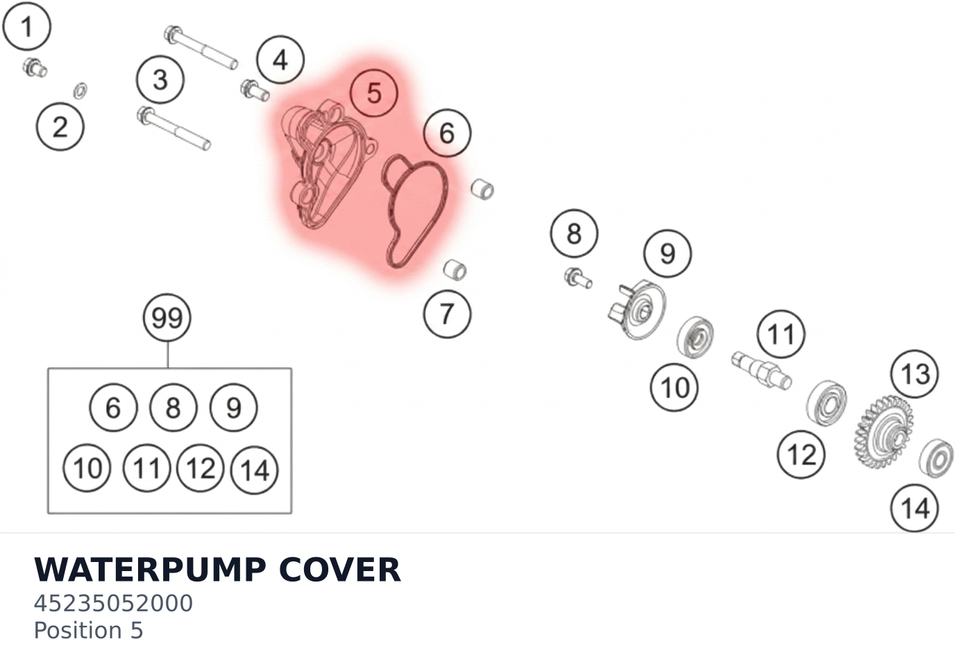 Diagram preview: WATERPUMP COVER (45235052000)