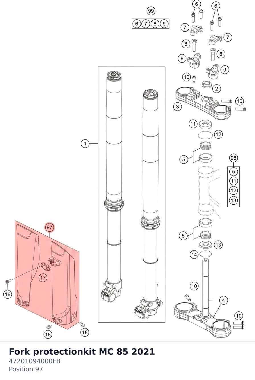Diagram preview: Fork protectionkit MC 85 2021 (47201094000FB)