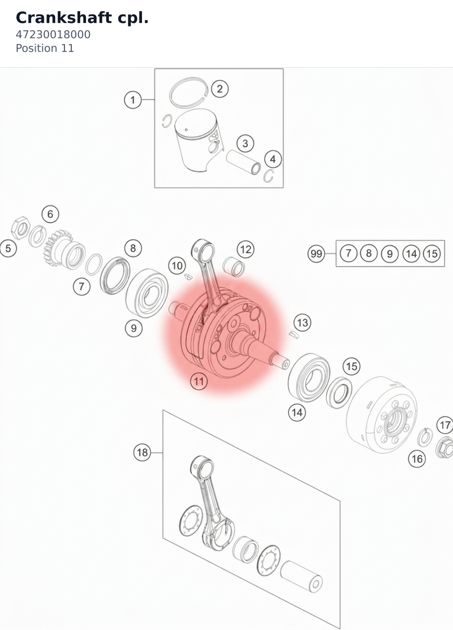 Diagram preview: Crankshaft cpl. (47230018000)