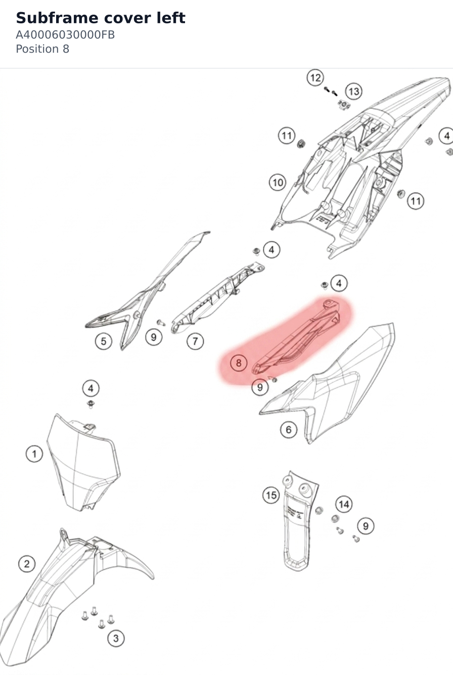 Diagram preview: Subframe cover left (A40006030000FB)