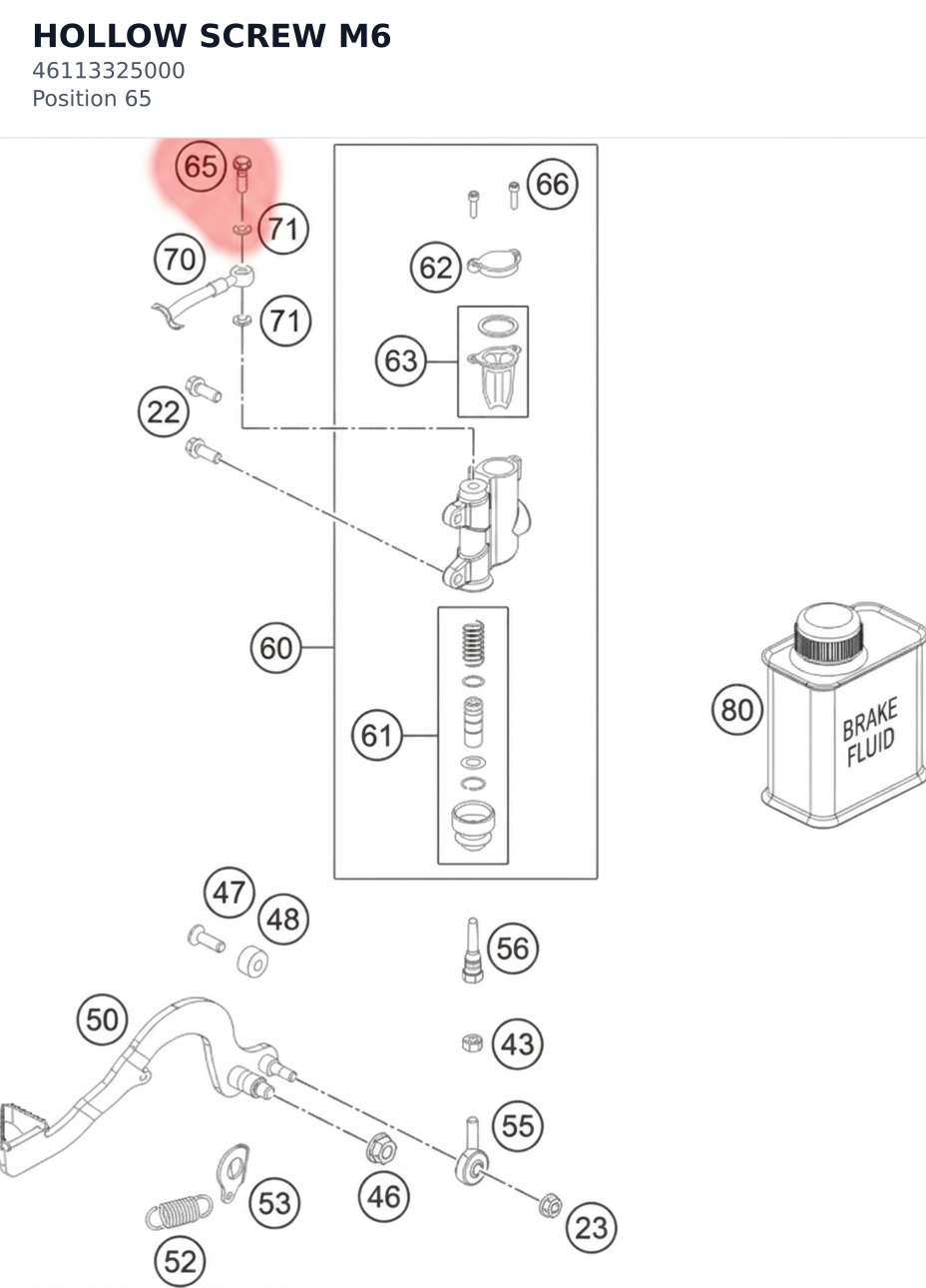 Diagram preview: HOLLOW SCREW M6 (46113325000)