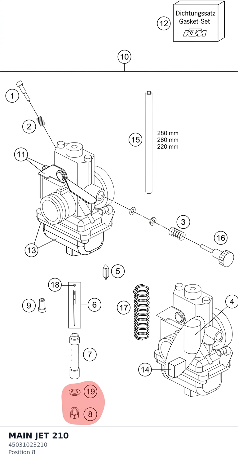 Diagram preview: MAIN JET 210 (45031023210)
