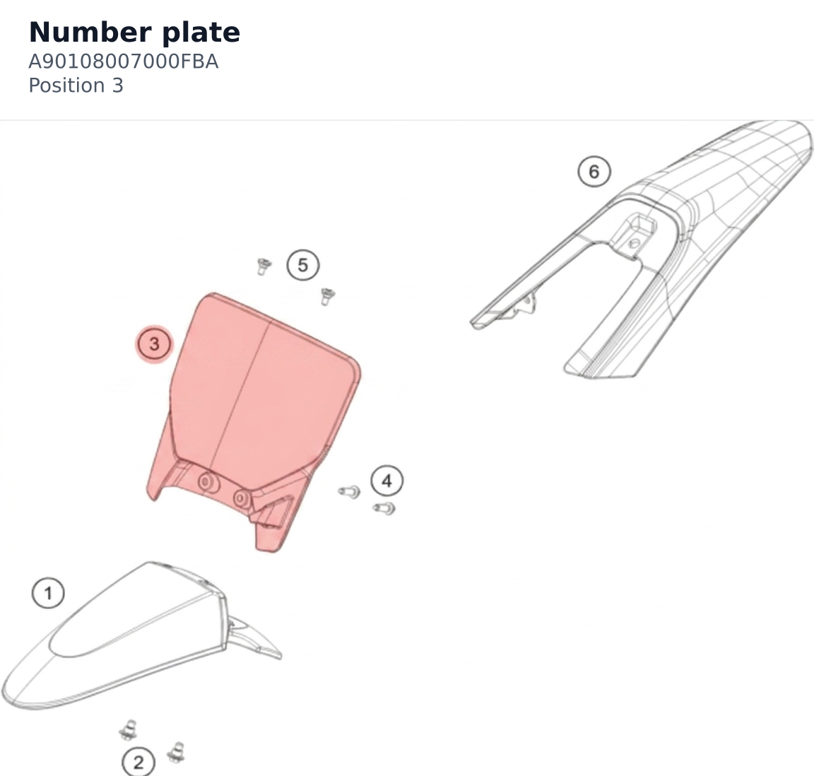 Diagram preview: Number plate (A90108007000FBA)
