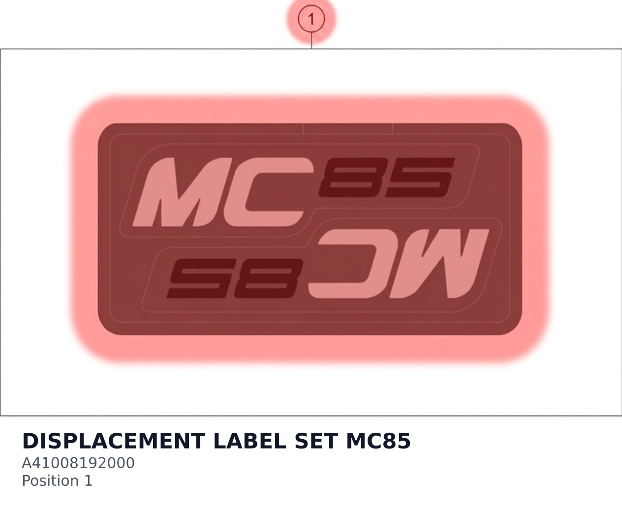 Diagram preview: DISPLACEMENT LABEL SET MC85 (A41008192000)