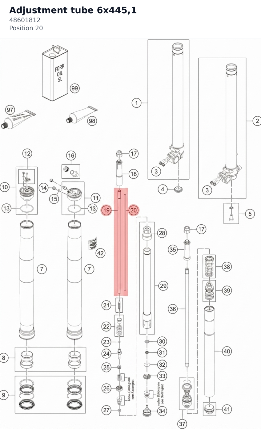 Diagram preview: Adjustment tube 6x445,1 (48601812)