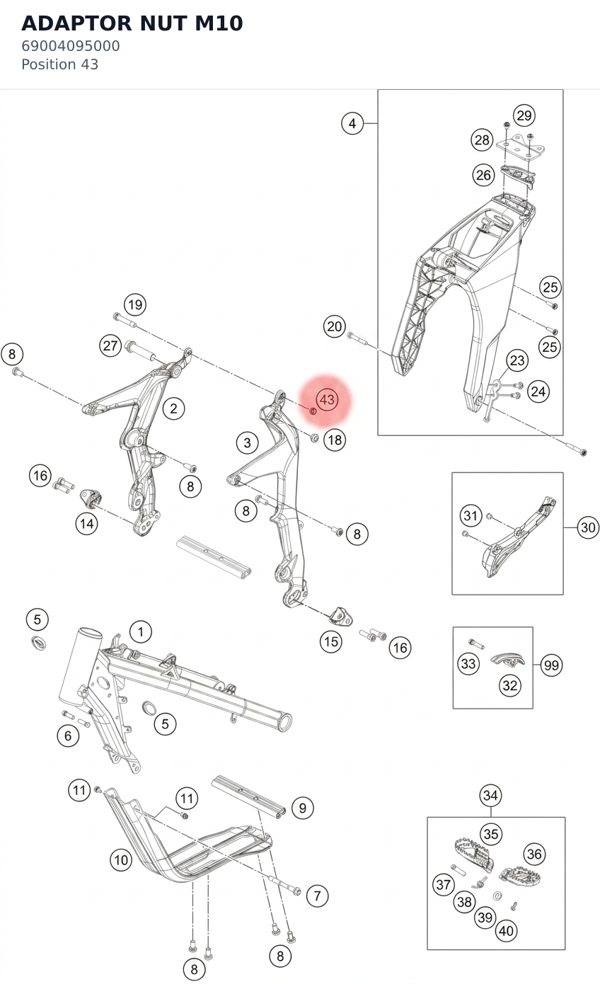 Diagram preview: ADAPTOR NUT M10 (69004095000)
