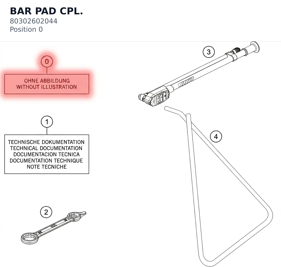 Diagram preview: BAR PAD CPL. (80302602044)