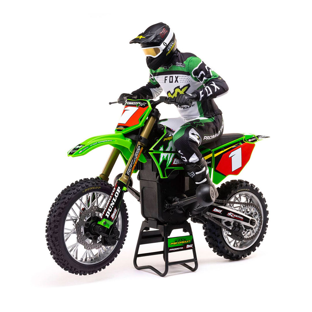 1/4 Promoto1/4 Promoto-MX Motorcycle RTR with Battery and Charger, Pro Circuit - Green - Losi - LOS06002