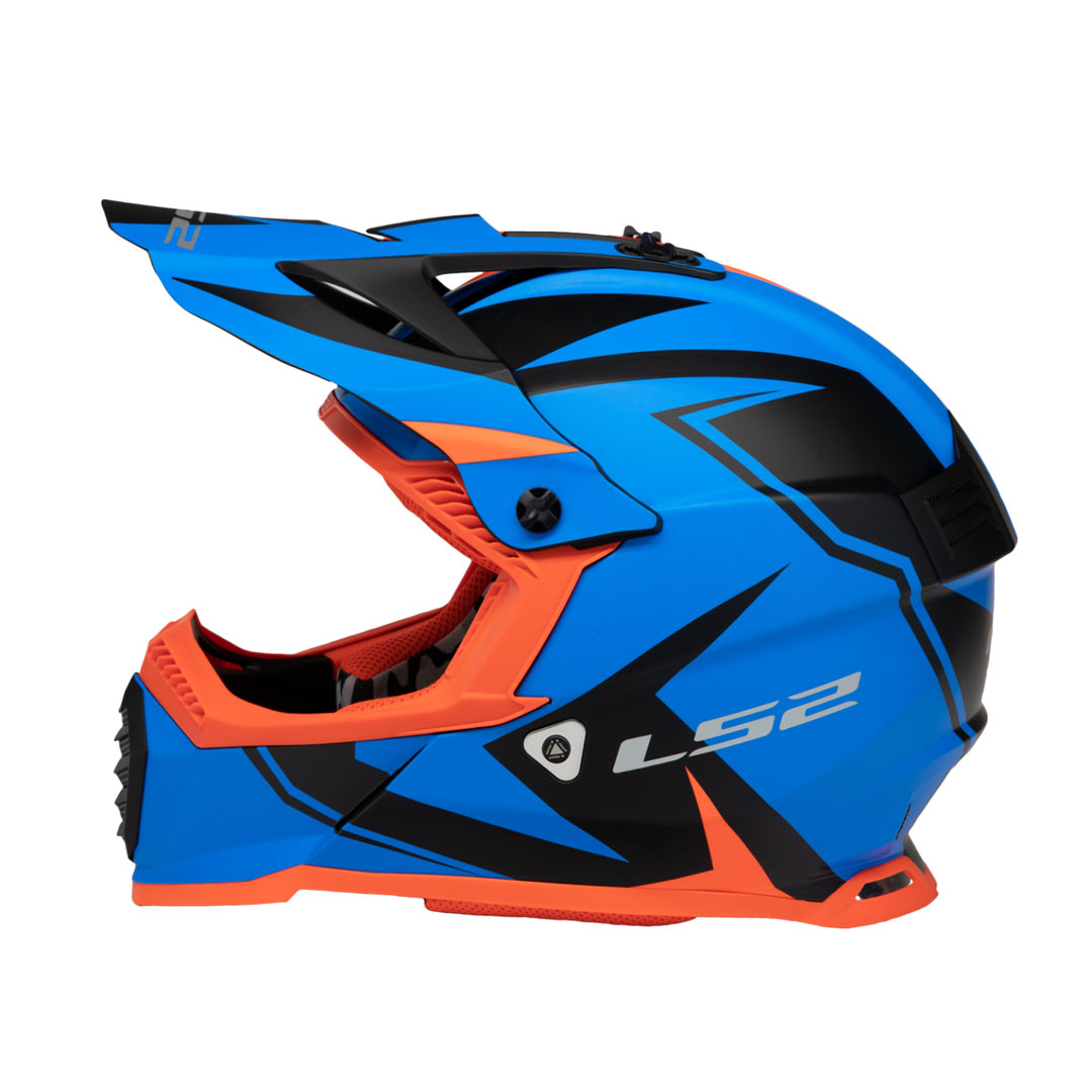LS2 Gate Youth Launch Full Face MX Motorcycle Helmet Matte Blue/Orange